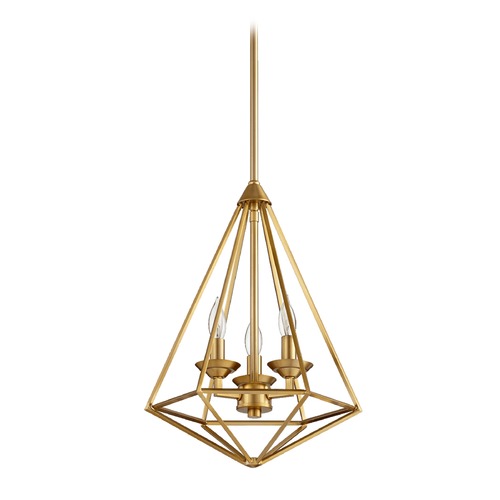 Quorum Lighting Bennett 3-Light Diamond-Shaped Pendant in Aged Brass by Quorum Lighting 8311-3-80