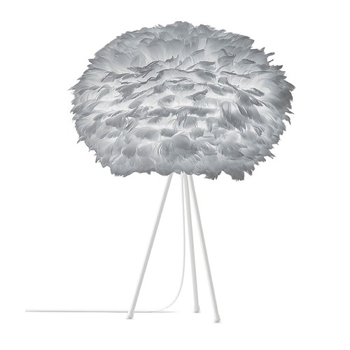 UMAGE UMAGE White Table Lamp with Grey Feather Shade 3009_4023