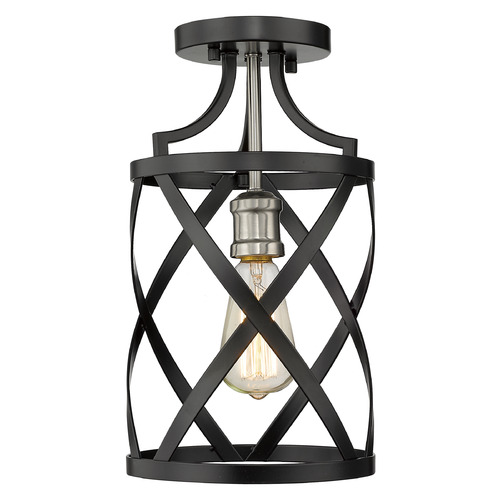 Malcalester Matte Black & Brushed Nickel Semi-Flush Mount by Z-Lite