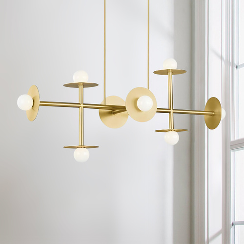 Kelly Wearstler Nodes Burnished Brass Large Linear Chandelier by Visual Comfort Studio