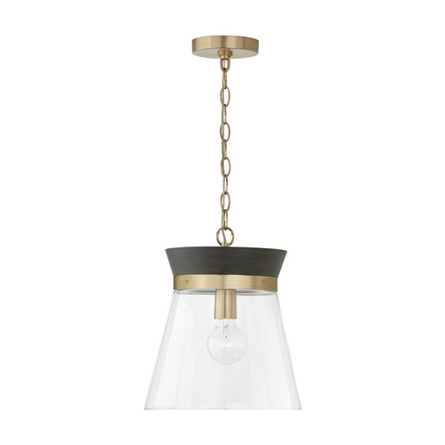 Finn 12-Inch Pendant in Black Stain & Matte Brass by Capital Lighting