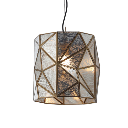 Geo-Gem Mercury Glass Pendant in Artisan Brass by Metropolitan