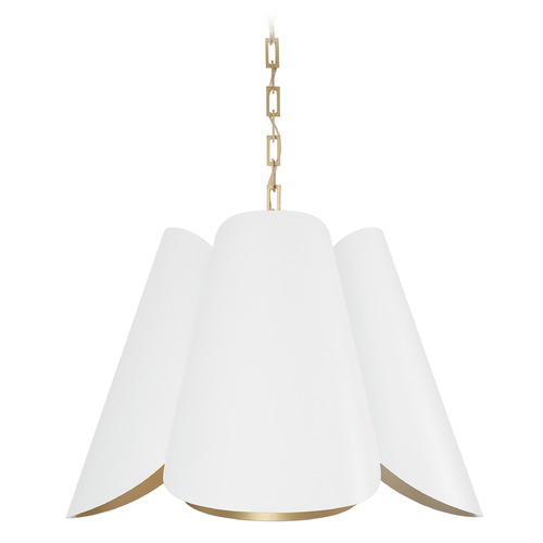 Capital Lighting Capital Lighting Maeve Matte Brass & White Pendant Light with Scalloped Shade 355441RE