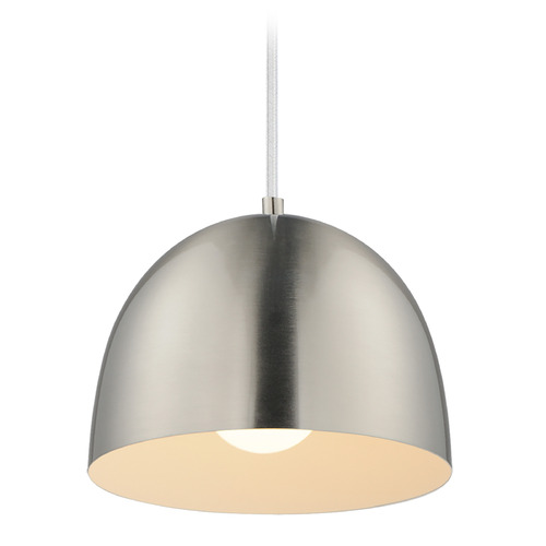 Maxim Lighting Tova Satin Nickel & White Mini-Pendant Light with Bowl / Dome Shade