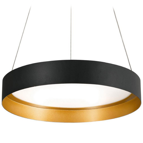 Afx Lighting Reveal Black & Gold LED Pendant Light with Drum Shade