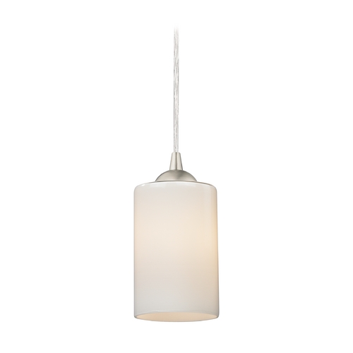 Design Classics Lighting Contemporary Mini-Pendant Light with Opal White Cylinder Glass 582-09 GL1024C