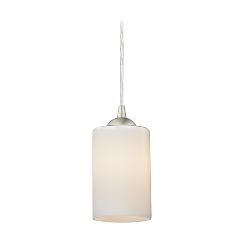Contemporary Mini-Pendant Light with Opal White Cylinder Glass