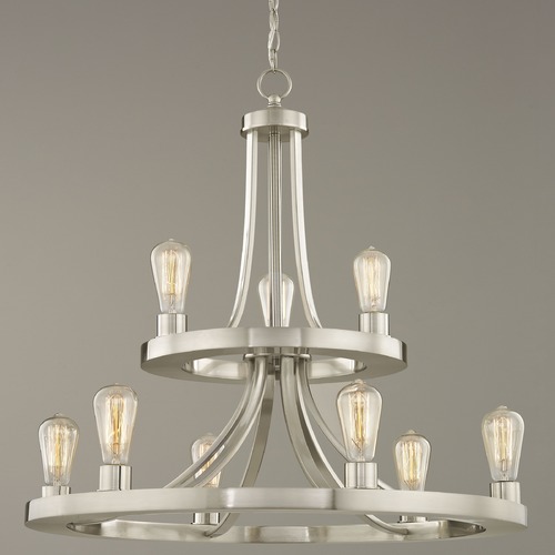 Rio 9-Light Chandelier in Satin Nickel without Glass