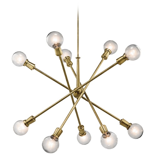 Armstrong 10-Light Sputnik Chandelier in Natural Brass by Kichler Lighting