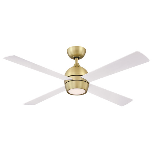 Fanimation Fans Kwad 52 Brushed Satin Brass LED Ceiling Fan with Light
