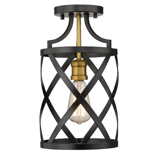 Z-Lite Malcalester Matte Black & Olde Brass Semi-Flush Mount by Z-Lite 481F1-MB-OBR