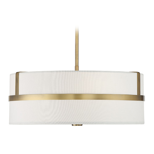 20-Inch Drum Pendant in Natural Brass by Meridian