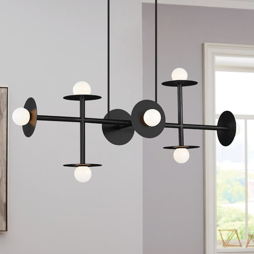 Visual Comfort Studio Collection Kelly Wearstler Nodes 53.13-Inch Long Midnight Black Large Linear Chandelier KC1008MBK