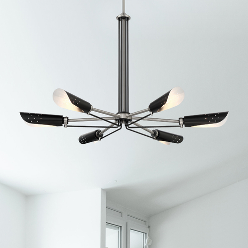 Turbine 6-Light Chandelier in Brushed Nickel & Coal by George Kovacs
