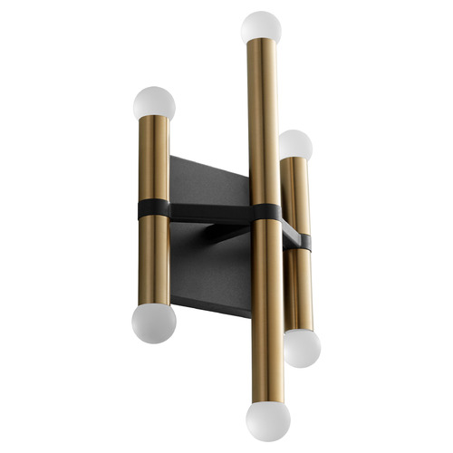 Nero 6-Light Wall Sconce in Black & Aged Brass by Oxygen Lighting