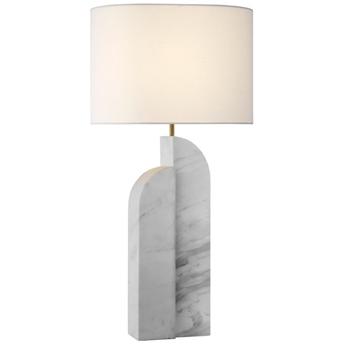 Visual Comfort Signature Collection Kelly Wearstler Savoye Left Lamp in White Marble by Visual Comfort Signature KW3930WML