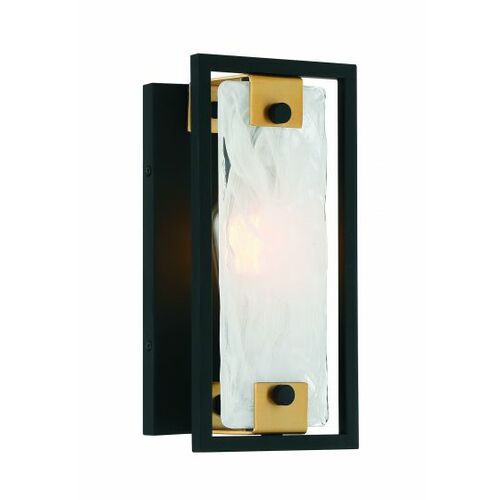 Hayward 12-Inch Wall Sconce in Black & Brass by Savoy House