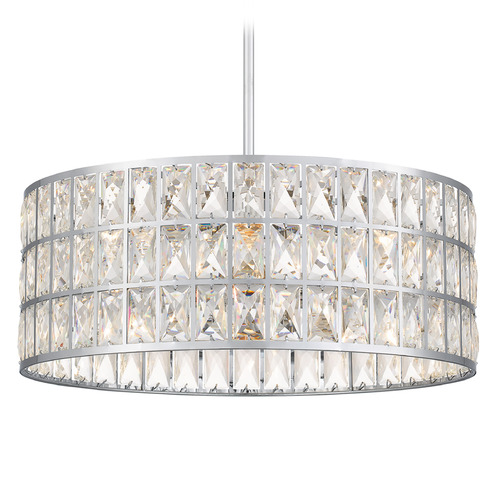 Quoizel Lighting Gibson Polished Chrome Pendant Light with Drum Shade