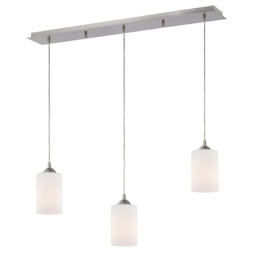 Design Classics Lighting 36-Inch Linear Pendant with 3-Lights in Satin Nickel Finish with Satin White Glass 5833-09 GL1028C