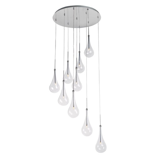 Larmes LED Polished Chrome LED Multi-Light Pendant by ET2 Lighting