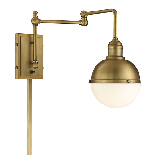 Meridian 12-Inch High Plug-In Wall Sconce in Natural Brass by Meridian M90052NB