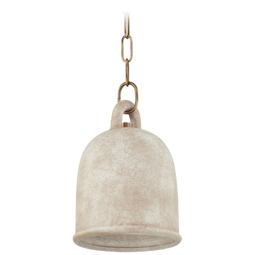 Troy Lighting Relic Patina Brass & Ceramic Relic White LED Mini-Pendant Light with Bell Shade