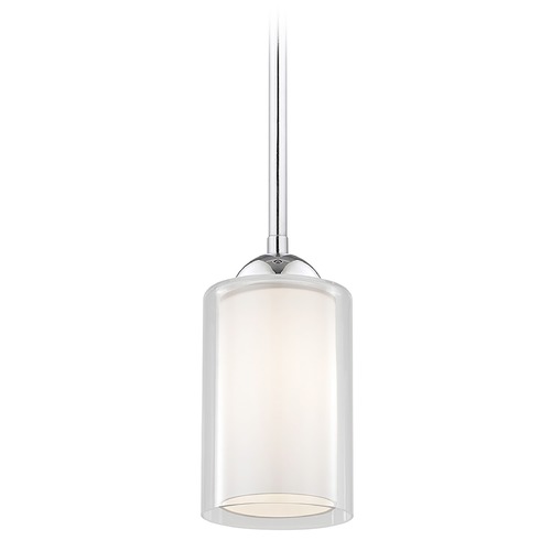 Design Classics Gala Fuse Chrome Stem Hung Mini-Pendant with Double Glass Shade