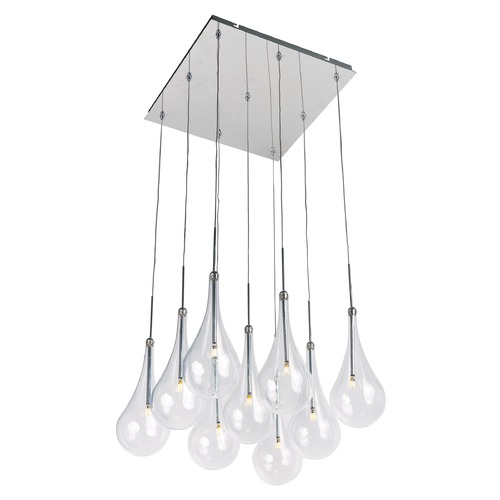 Larmes 9-Light LED Pendant in Polished Chrome by ET2 Lighting