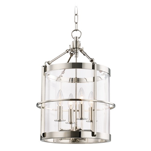 Hudson Valley Lighting Hudson Valley Polished Nickel Pendant Light with Clear Glass Shade BKO200-PN
