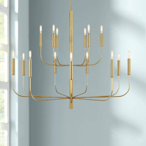 Visual Comfort Studio Collection ED Ellen-DeGeneres 15-Light Brianna Burnished Brass Chandelier by Visual Comfort Studio EC10015BBS