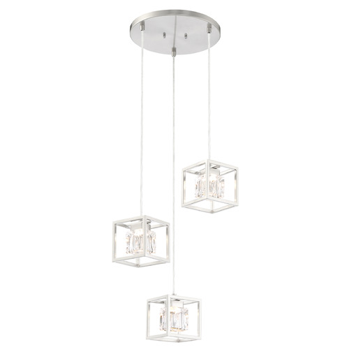 George Kovacs Lighting George Kovacs San Marin Brushed Nickel LED Multi-Light Pendant with Square Shade P1863-084-L