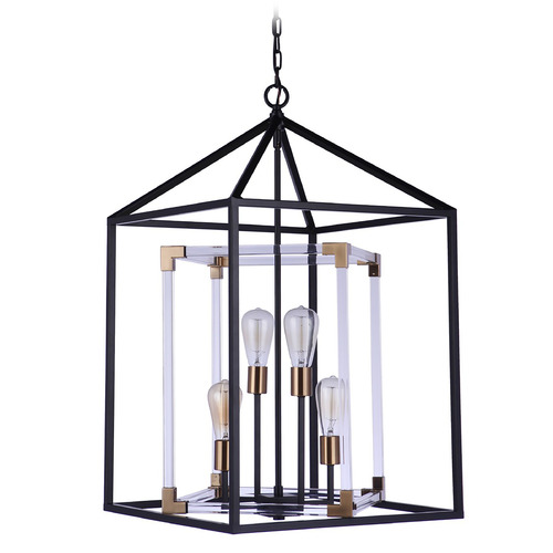 Aaron Pendant in Flat Black & Satin Brass by Craftmade Lighting