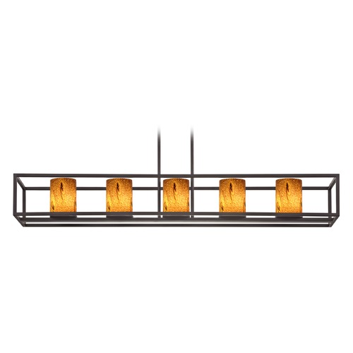Design Classics Lighting Bronze Linear Chandelier with Cylindrical Shade 1699-220 GL1001C