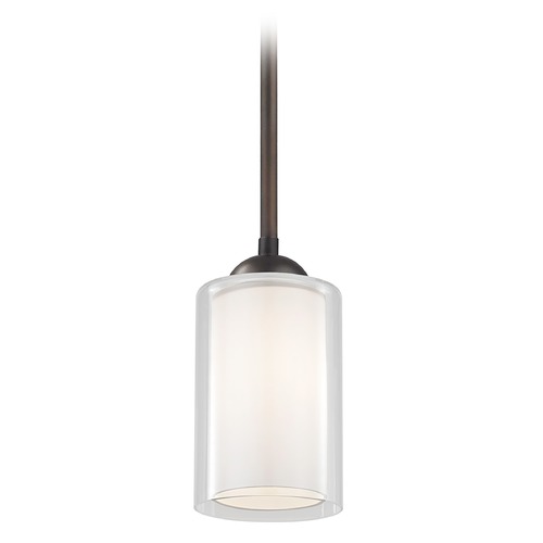 Design Classics Gala Fuse Neuvelle Bronze Stem Hung Mini-Pendant with Double Glass Shade