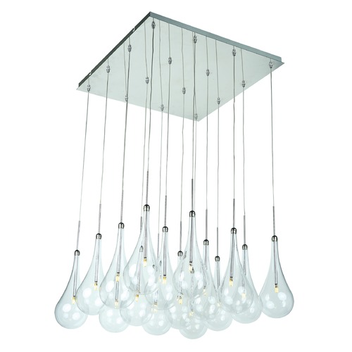 Larmes 16-Light LED Pendant in Polished Chrome by ET2 Lighting