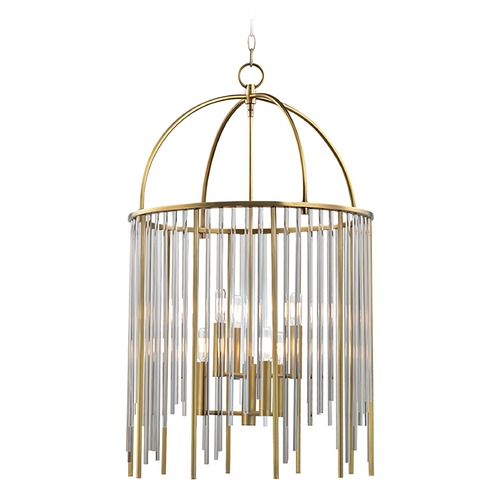 Hudson Valley Lighting Hudson Valley Lighting Lewis Aged Brass Pendant Light with Drum Shade 2520-AGB