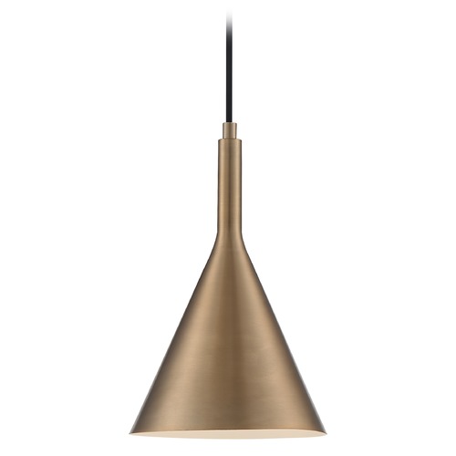 Lightcap Burnished Brass Pendant with Conical Shade by Satco Lighting