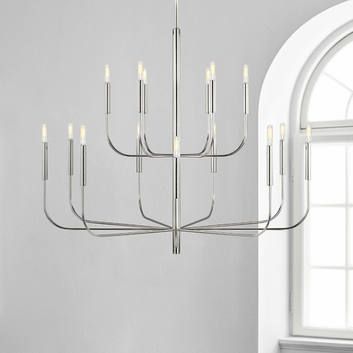 Visual Comfort Studio Collection ED Ellen-DeGeneres 15-Light Brianna Polished Nickel Chandelier by Visual Comfort Studio EC10015PN