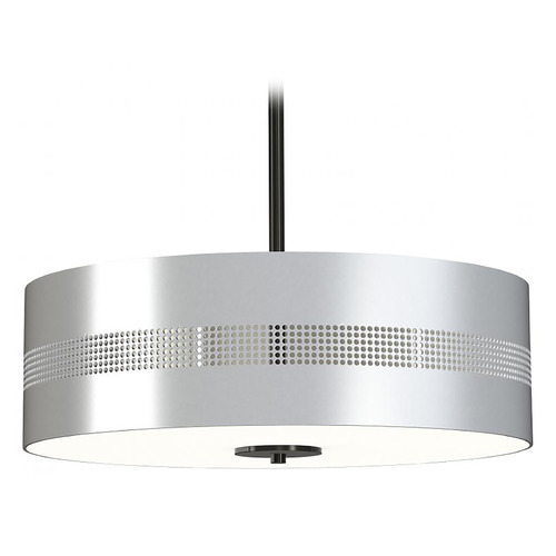 George Kovacs Grid 3 Coal & Brushed Nickel Pendant Light with Drum Shade