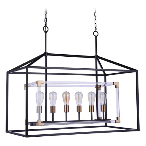 Craftmade Lighting Aaron Linear Pendant in Flat Black & Satin Brass by Craftmade Lighting 58076-FBSB