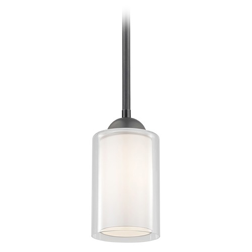 Design Classics Lighting Design Classics Gala Fuse Matte Black Stem Hung Mini-Pendant with Double Glass Shade 581-07  GL1061 GL1040C