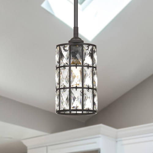 Quoizel Lighting Quoizel Oliver Western Bronze Mini-Pendant with Crystal Shade QPP4046WT