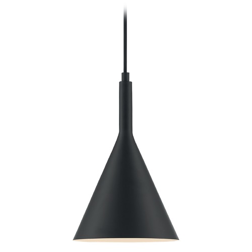 Lightcap Matte Black Pendant with Conical Shade by Satco Lighting