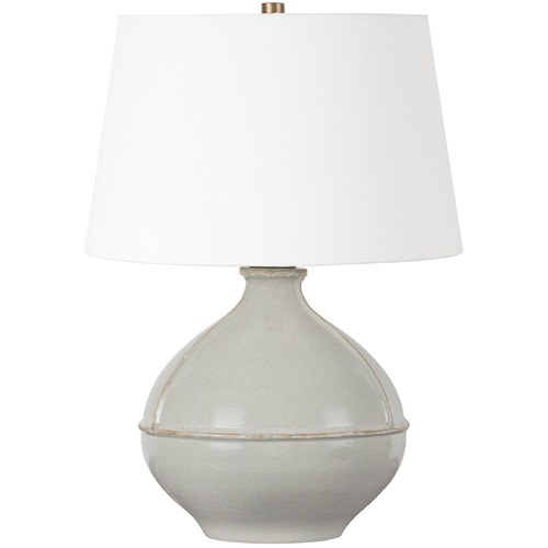 Troy Lighting Salvage Patina Brass & Ceramic Pale Sage LED Table Lamp with Empire Shade