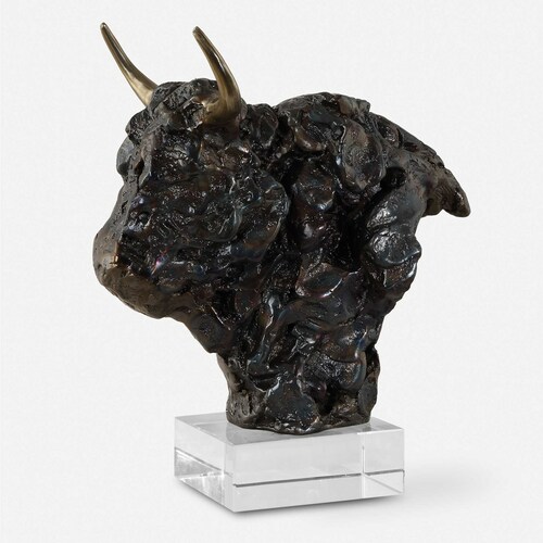 The Uttermost Company Matthew Williams Bison Tarnished Bronze & Gold Sculpture