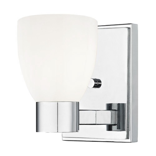 Design Classics Lighting Satin White Glass Sconce Chrome 2101-26 GL1028MB