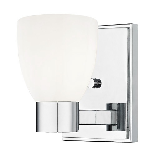 Satin White Glass Sconce Chrome