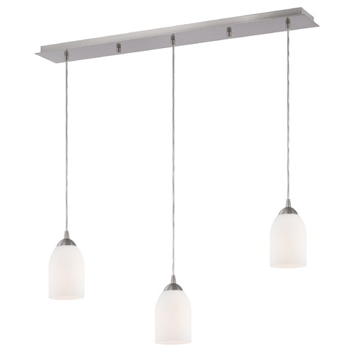 Design Classics Lighting 36-Inch Linear Pendant with 3-Lights in Satin Nickel Finish with Shiny Opal White Glass 5833-09 GL1024D