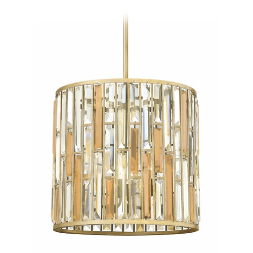 Gemma 16-Inch Wide Crystal Drum Pendant in Silver Leaf by Fredrick Ramond