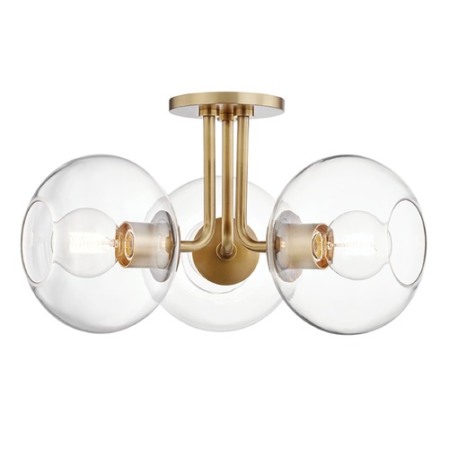 Margot Aged Brass Semi-Flush Mount by Mitzi by Hudson Valley